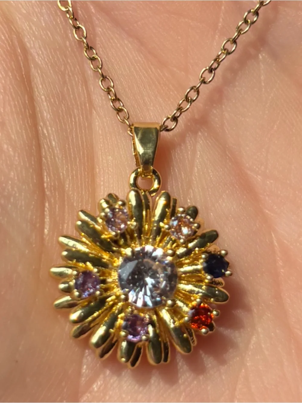Gold-Tone Multistone Sunburst Pendant Necklace - Women